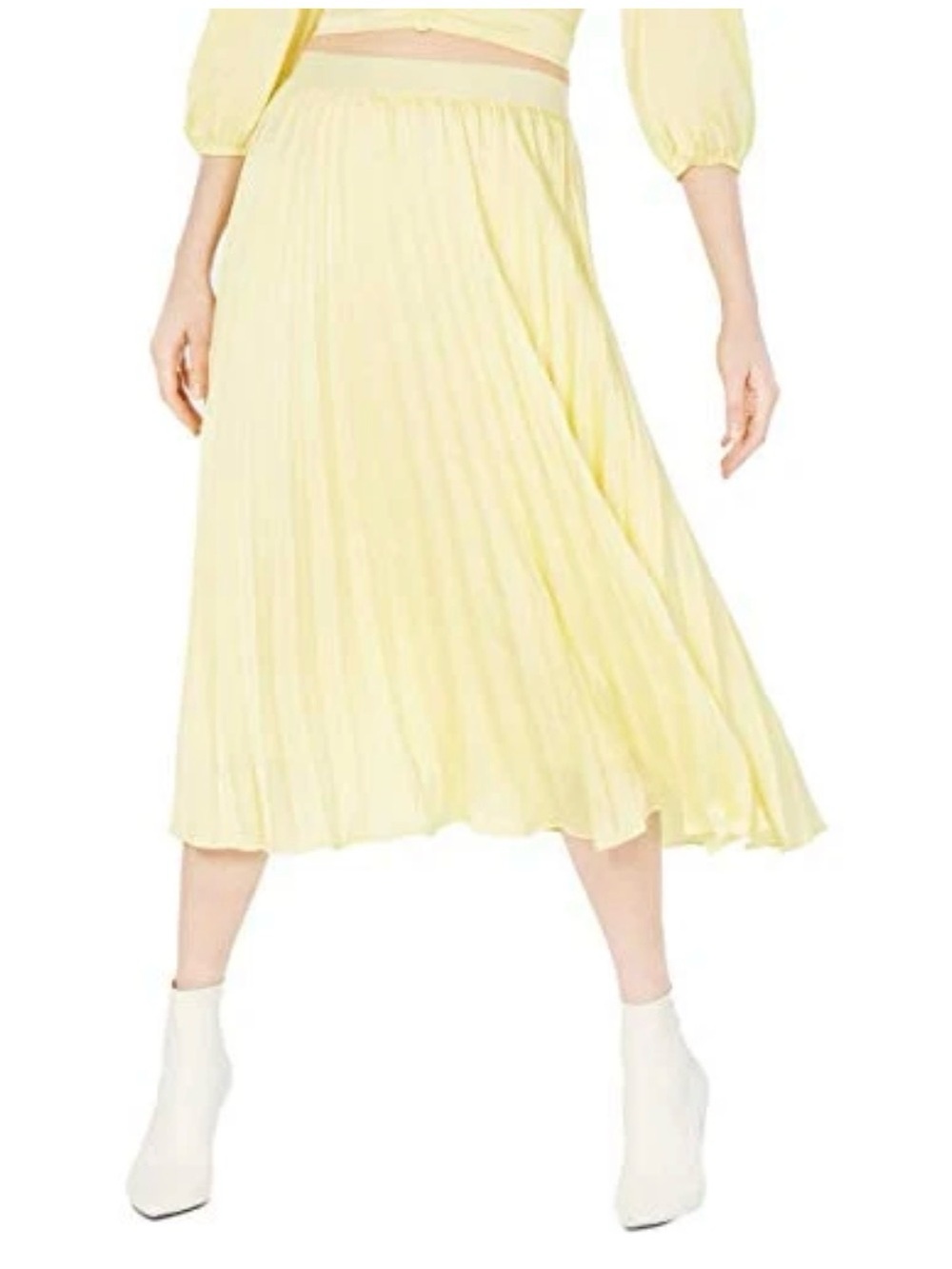 Club Monaco | Yellow Pleated Midi Skirt | Vibrant Vibes Fashion Staple Breezy 8